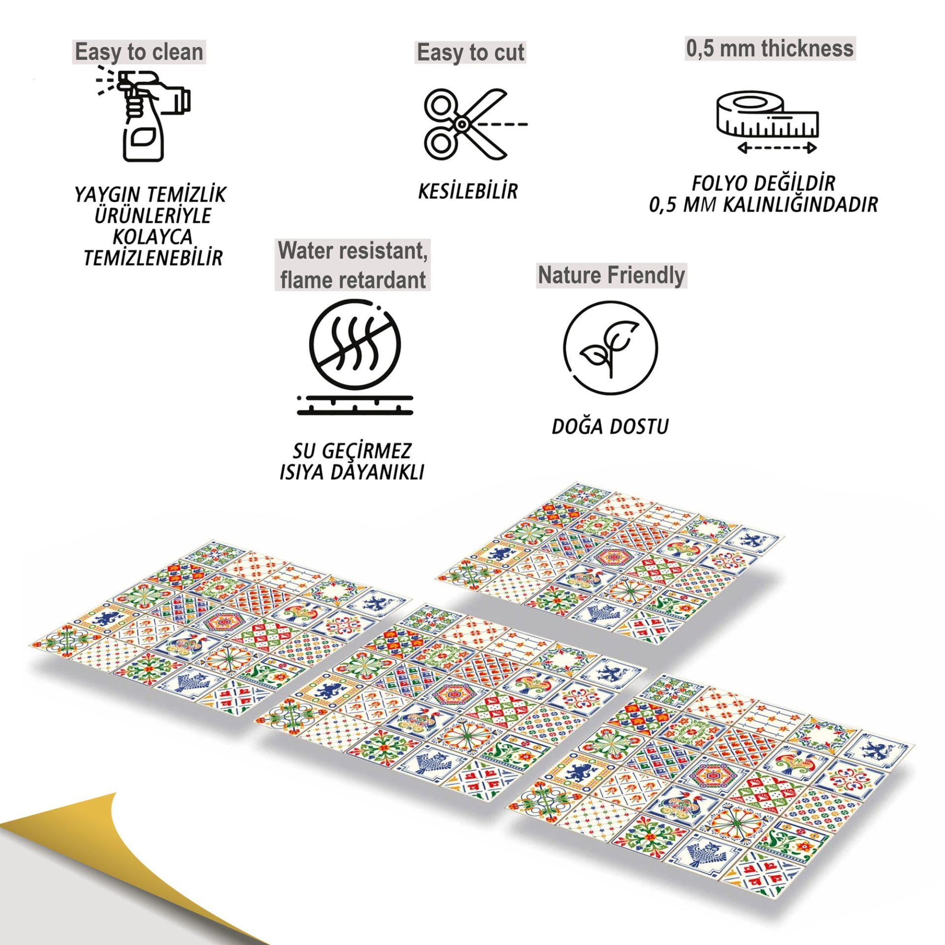 Tink Kendinden Yapışkanlı Modern Karo Desenli 30x30 cm Pvc Karo Kaplama