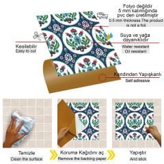 Tink Kendinden Yapışkanlı Metraj Çini Desenli 30x30 cm Pvc Karo Kaplama 0,36 m2 (4 Adet)