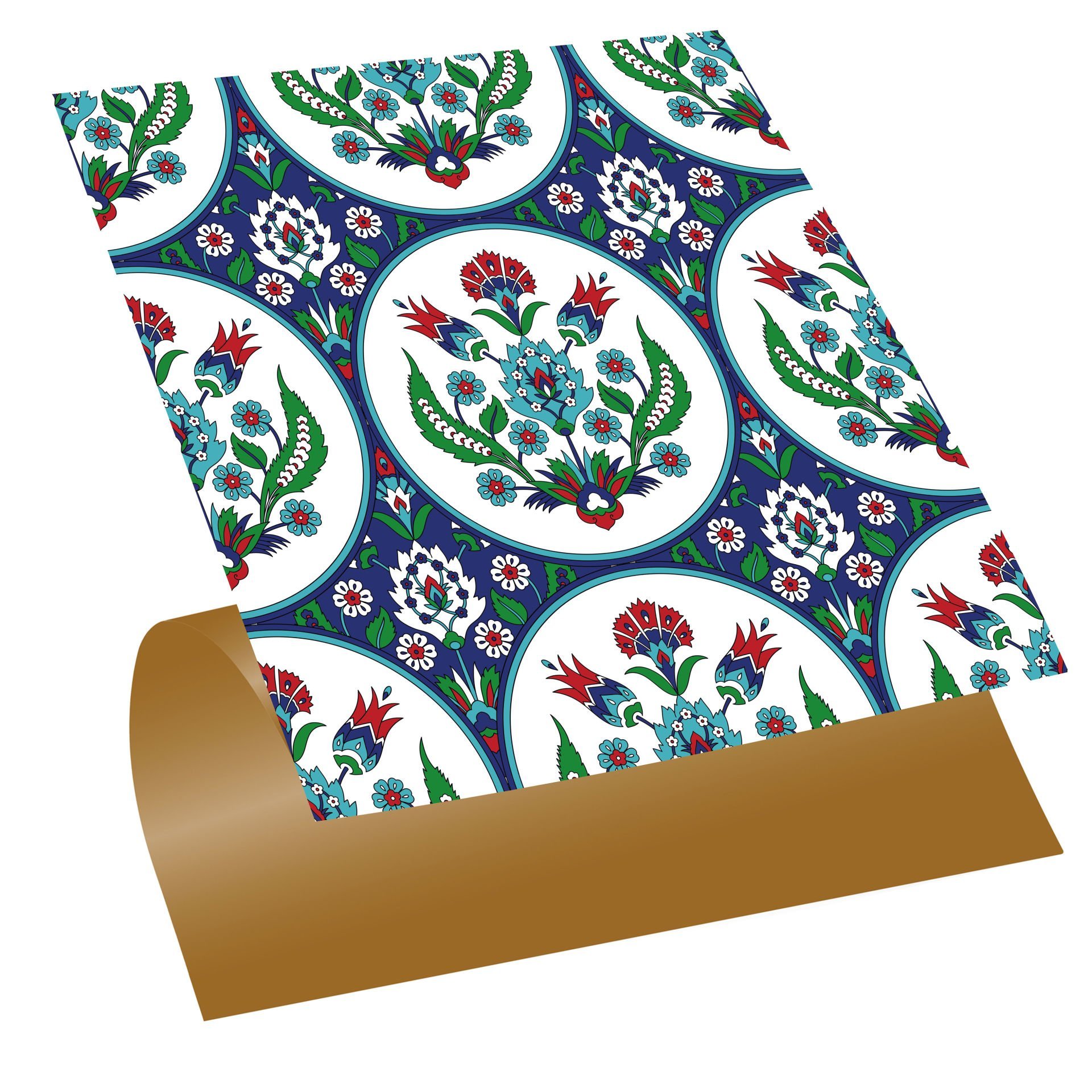 Tink Kendinden Yapışkanlı Metraj Çini Desenli 30x30 cm Pvc Karo Kaplama 0,36 m2 (4 Adet)