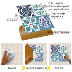 Tink Kendinden Yapışkanlı Pvc Yer Duvar Karosu Çini 010 Desenli 30x30 cm 0,36 m2 (4 Adet)