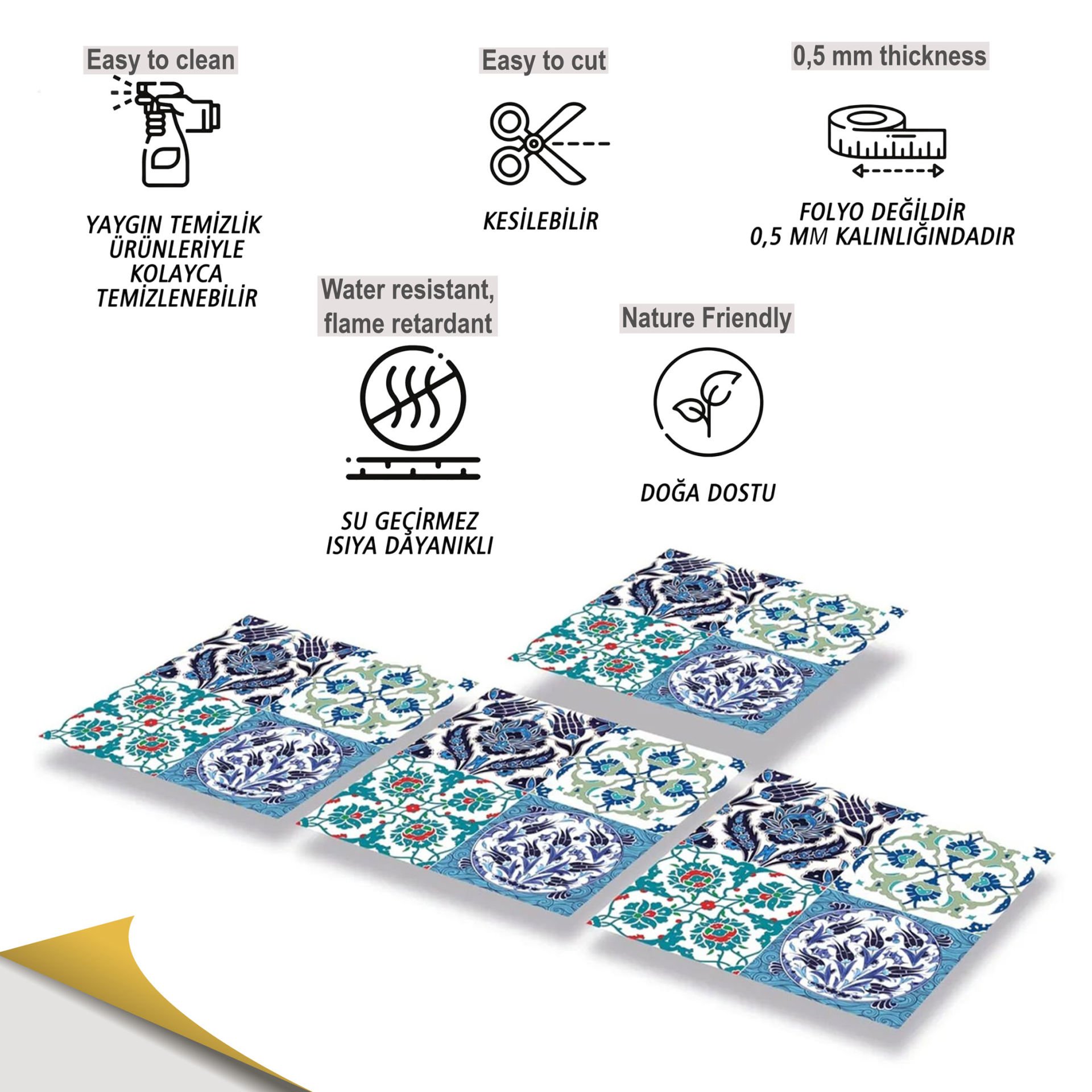 Tink Kendinden Yapışkanlı Pvc Yer Duvar Karosu Çini 010 Desenli 30x30 cm