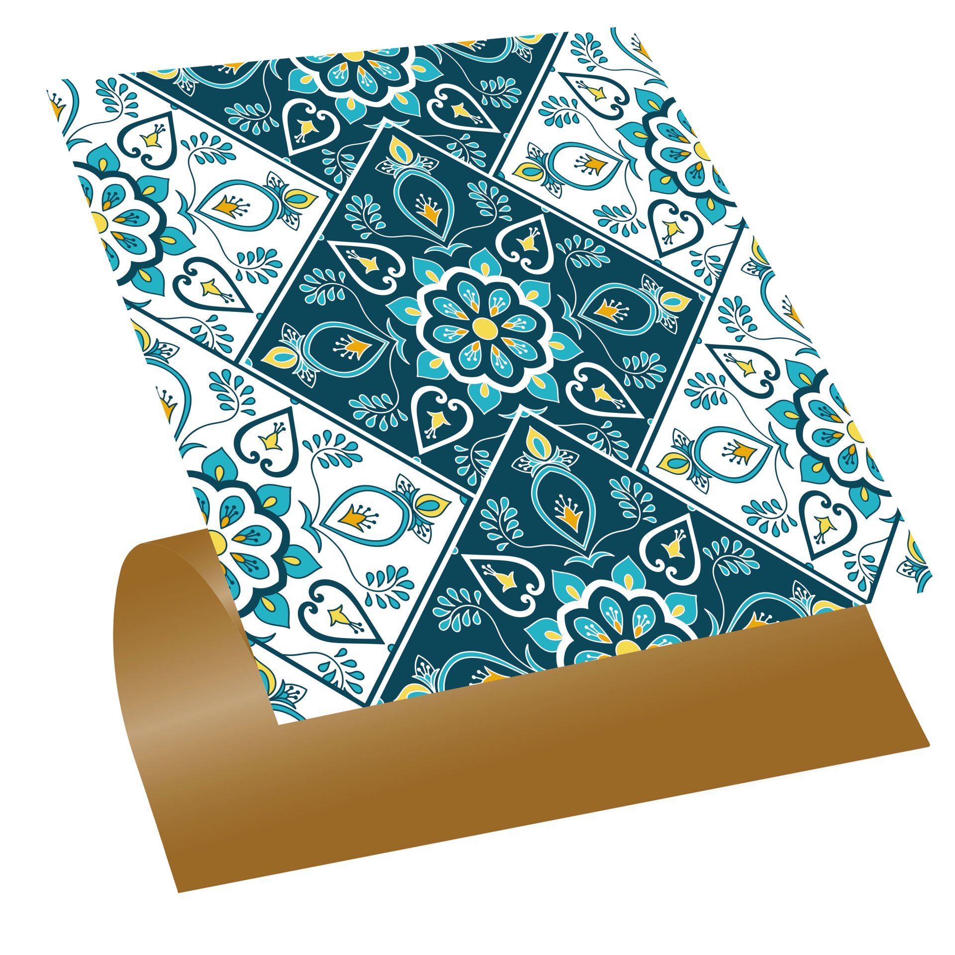 Tink Self Adhesive Turquoise Flower Patterned 30x30 cm PVC Tile Covering