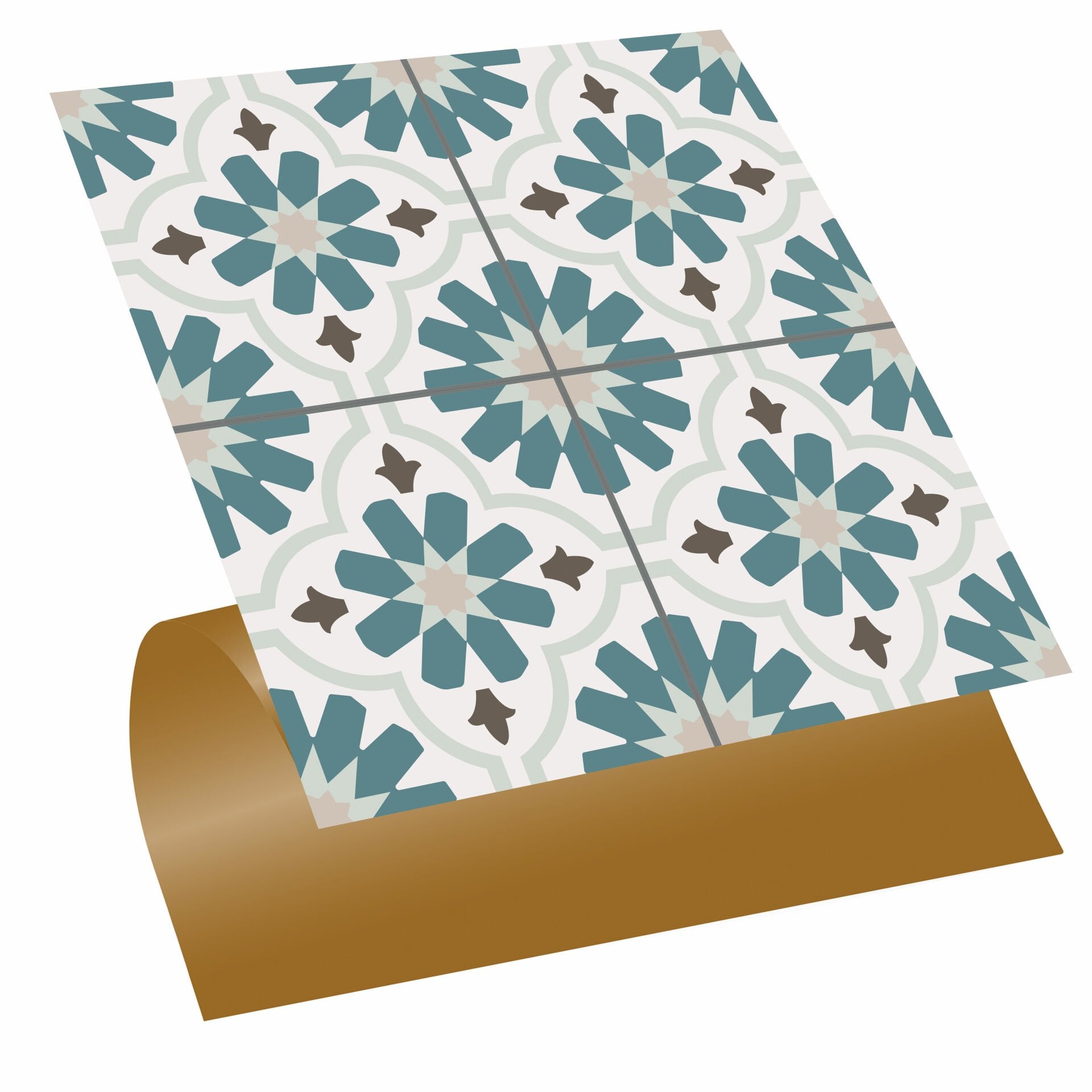 Tink Kendinden Yapışkanlı Yeşil Çiçek Bahçesi Desenli 30x30 cm Pvc Karo Kaplama