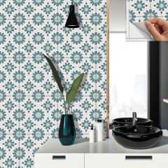 Tink Self Adhesive Green Flower Garden Patterned 30x30 cm PVC Tile Covering