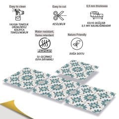 Tink Kendinden Yapışkanlı Yeşil Çiçek Bahçesi Desenli 30x30 cm Pvc Karo Kaplama