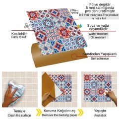 Tink Self Adhesive Contrast 4 Tile Patterned 30x30 cm PVC Tile Covering 0.36 m2 (4 Pieces)