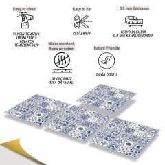 Tink Kendinden Yapışkanlı Modern Mavi Karo Desenli 30x30 cm Pvc Karo Kaplama