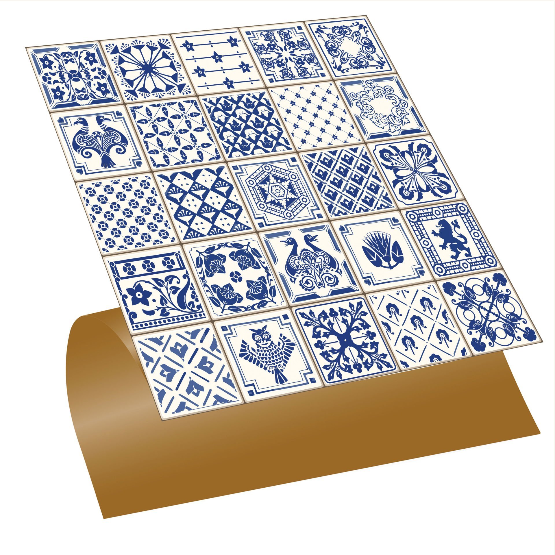 Tink Self Adhesive Modern Blue Tile Patterned 30x30 cm PVC Tile Covering