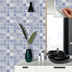 Tink Kendinden Yapışkanlı Modern Mavi Karo Desenli 30x30 cm Pvc Karo Kaplama