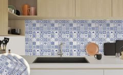Tink Kendinden Yapışkanlı Modern Mavi Karo Desenli 30x30 cm Pvc Karo Kaplama