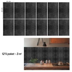 Tink Belgium Black Marble Patterned Panel Pvc 41X62 cm 3 m² (12 Pieces)