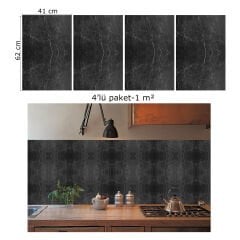 Tink Belgium Black Marble Patterned Panel Pvc 41X62 cm 3 m² (12 Pieces)