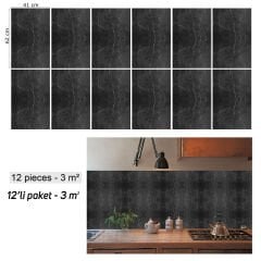 Tink Belgium Black Mermer Desenli Panel Pvc 41X62 cm 1 m² (4 Adet)