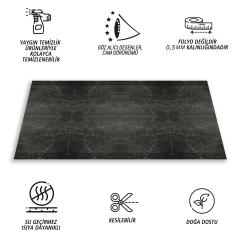 Tink Kendinden Yapışkanlı Mermer Görünümlü Panel Belgıum Black Desen 82x122