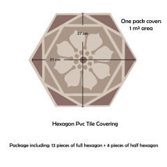 Tink Kendinden Yapışkanlı Bej Altıgen Pvc Karo Kaplama 27x31 cm