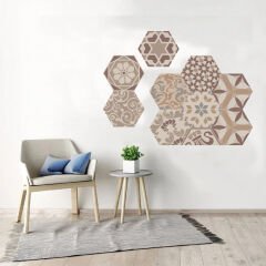 Tink Kendinden Yapışkanlı Bej Altıgen Pvc Karo Kaplama 27x31 cm