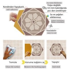 Tink Kendinden Yapışkanlı Bej Altıgen Pvc Karo Kaplama 27x31 cm