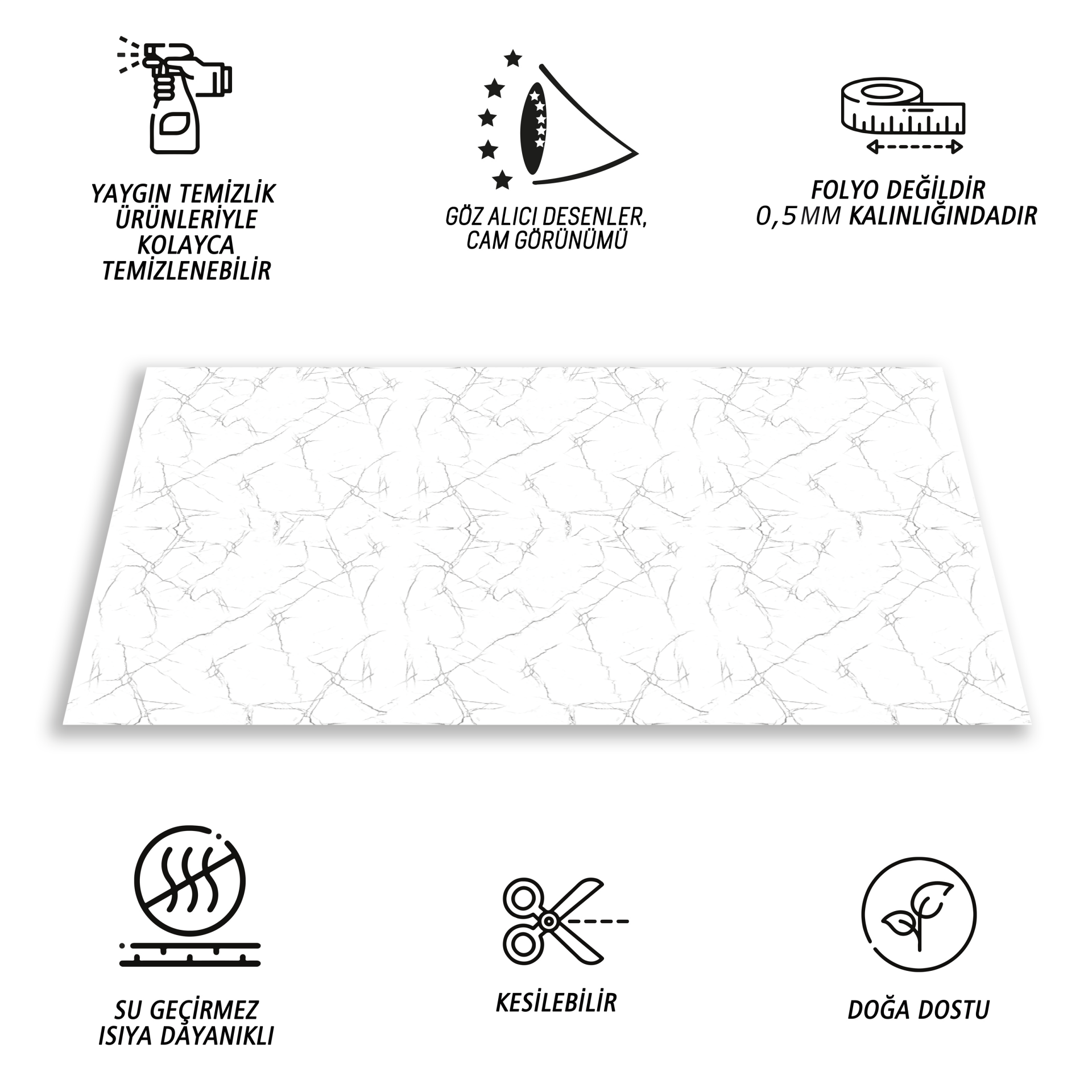 Tink Kendinden Yapışkanlı Mermer Görünümlü Panel Silver Desen 82x122
