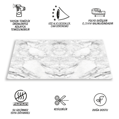 Tink Kendinden Yapışkanlı Mermer Görünümlü Panel Beyaz Mermer Desen 82x122