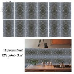 Tink Siyah Halı Mermer Desenli Panel Pvc 41X62 cm