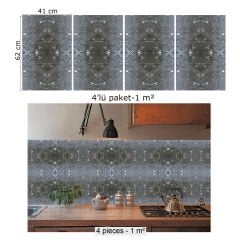 Tink Siyah Halı Mermer Desenli Panel Pvc 41X62 cm