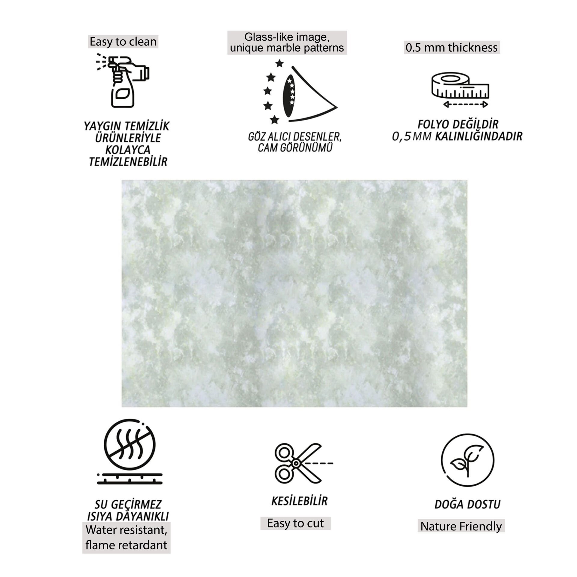 Tink Gri Bulut Mermer Desenli Panel Pvc 41X62 cm