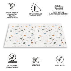 Tink Kendinden Yapışkanlı Mermer Görünümlü Panel Renkli Terrazzo Desen 82x122