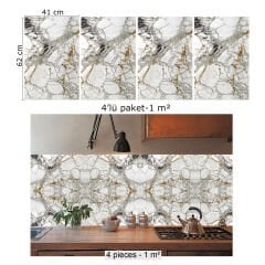 Tink Taş Mermer Desenli Panel Pvc 41X62 cm 1 m² (4 Adet)