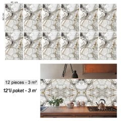 Tink Taş Mermer Desenli Panel Pvc 41X62 cm 1 m² (4 Adet)