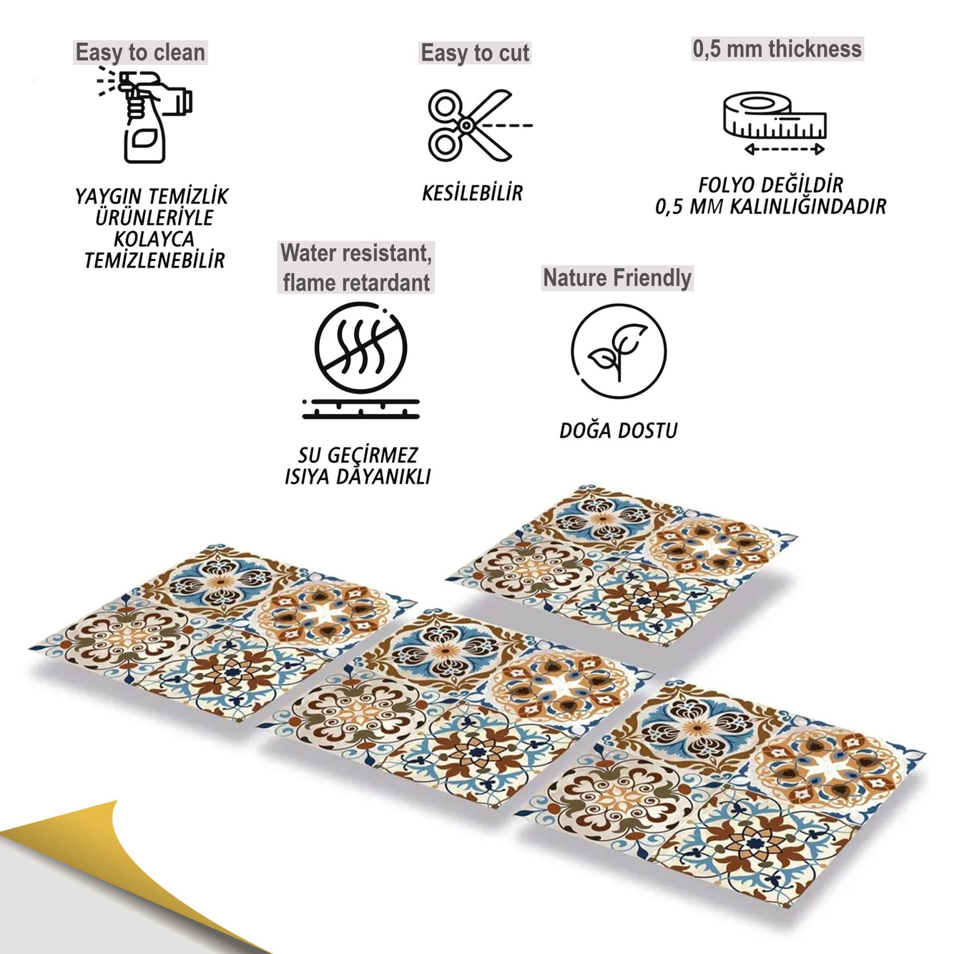 Tink Kendinden Yapışkanlı Pvc Kaplama Fas 010 Desenli 30x30 cm