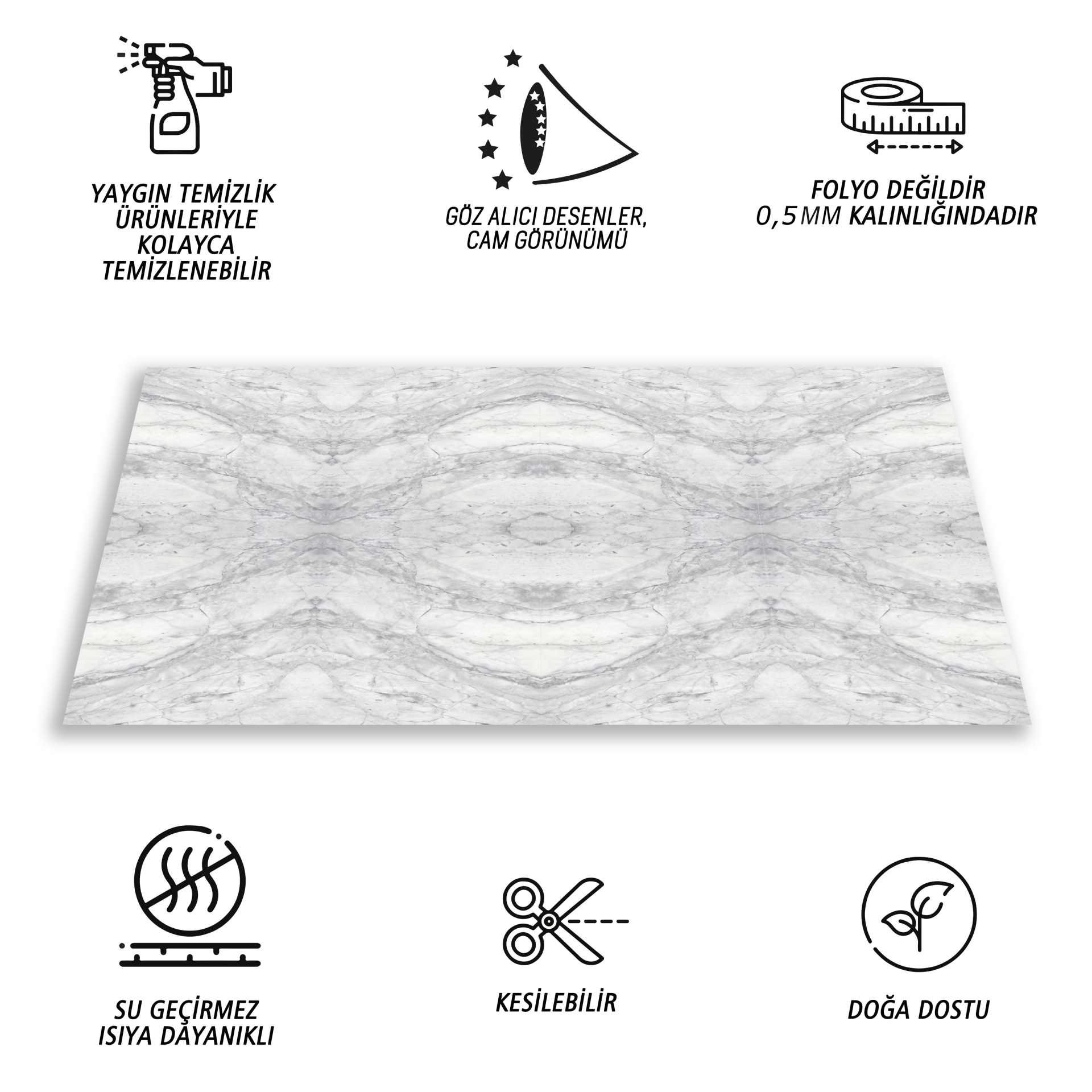 Tink Kendinden Yapışkanlı Mermer Görünümlü Panel Gri Ağ Desen 82x122