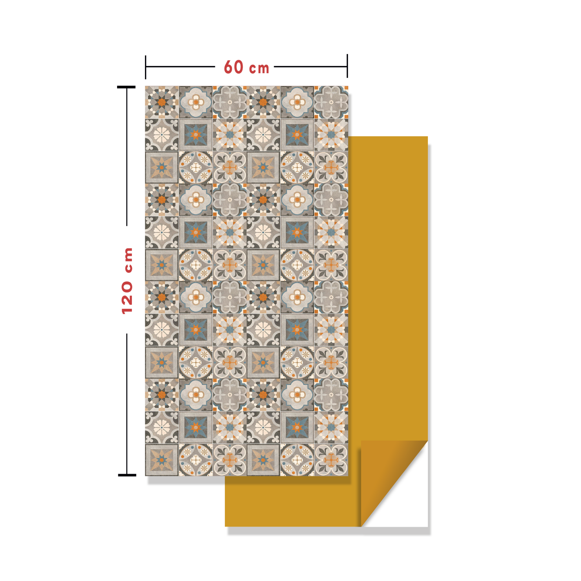 Tink Kendinden Yapışkanlı Fayans Kaplama Pvc Yer Döşemesi Apricot Desenli 60x120