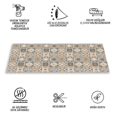 Tink Kendinden Yapışkanlı Fayans Kaplama Pvc Yer Döşemesi Apricot Desenli 60x120