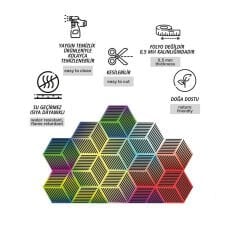 Tink Kendinden Yapışkanlı Renkli Geometrik Altıgen Pvc Karo Kaplama 27x31 cm