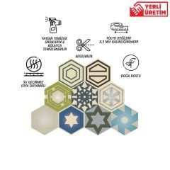 Tink Self Adhesive Modern Striped Hexagon PVC Tile Covering 27x31 cm
