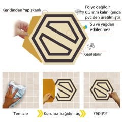 Tink Self Adhesive Modern Striped Hexagon PVC Tile Covering 27x31 cm