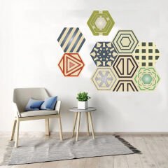 Tink Kendinden Yapışkanlı Modern Çizgili Altıgen Pvc Karo Kaplama 27x31 cm