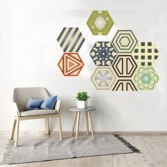 Tink Kendinden Yapışkanlı Modern Çizgili Altıgen Pvc Karo Kaplama 27x31 cm