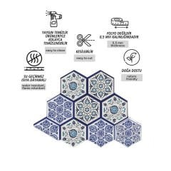 Tink Kendinden Yapışkanlı Çini Altıgen Pvc Karo Kaplama 27x31 cm