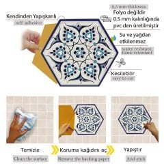Tink Kendinden Yapışkanlı Çini Altıgen Pvc Karo Kaplama 27x31 cm