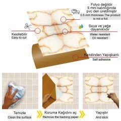 Tink Kendinden Yapışkanlı Gold Mermer Desen 30x30 cm Pvc Karo Kaplama