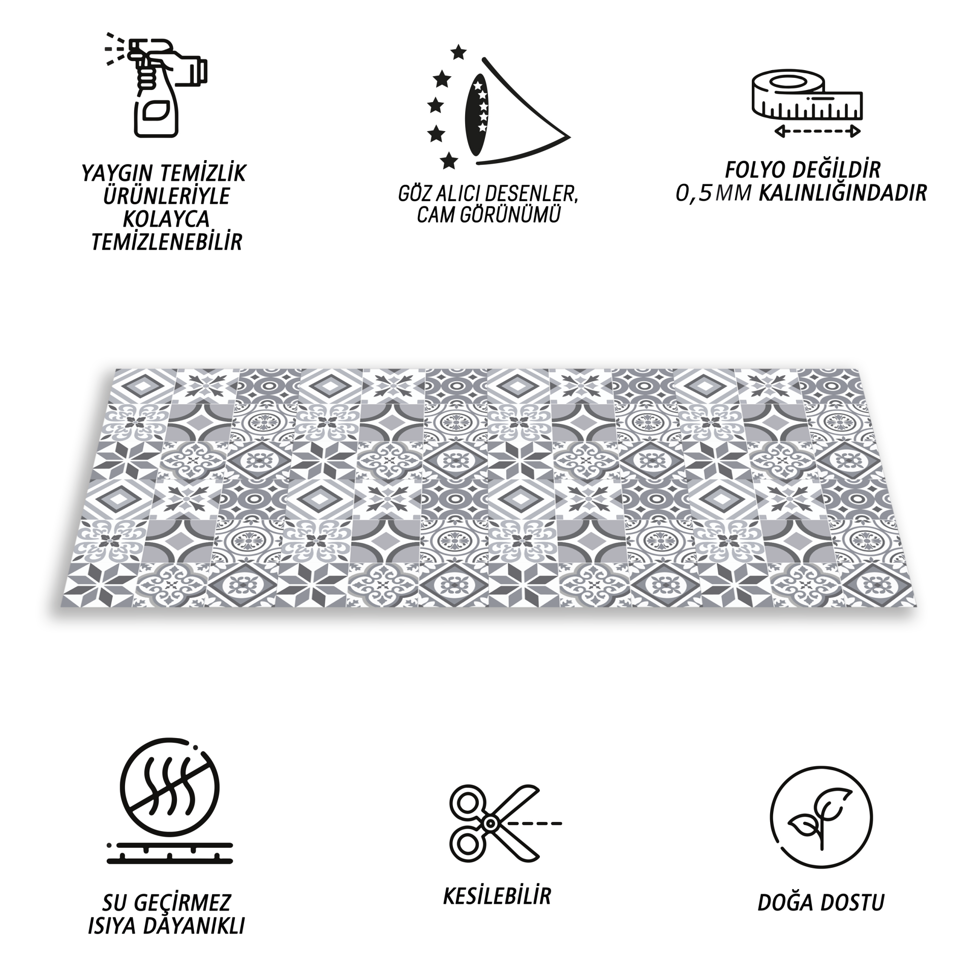 Tink Kendinden Yapışkanlı Fayans Kaplama Pvc Yer Döşemesi Geometrik 019 Desenli 60x120