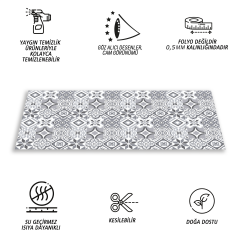 Tink Kendinden Yapışkanlı Fayans Kaplama Pvc Yer Döşemesi Geometrik 019 Desenli 60x120