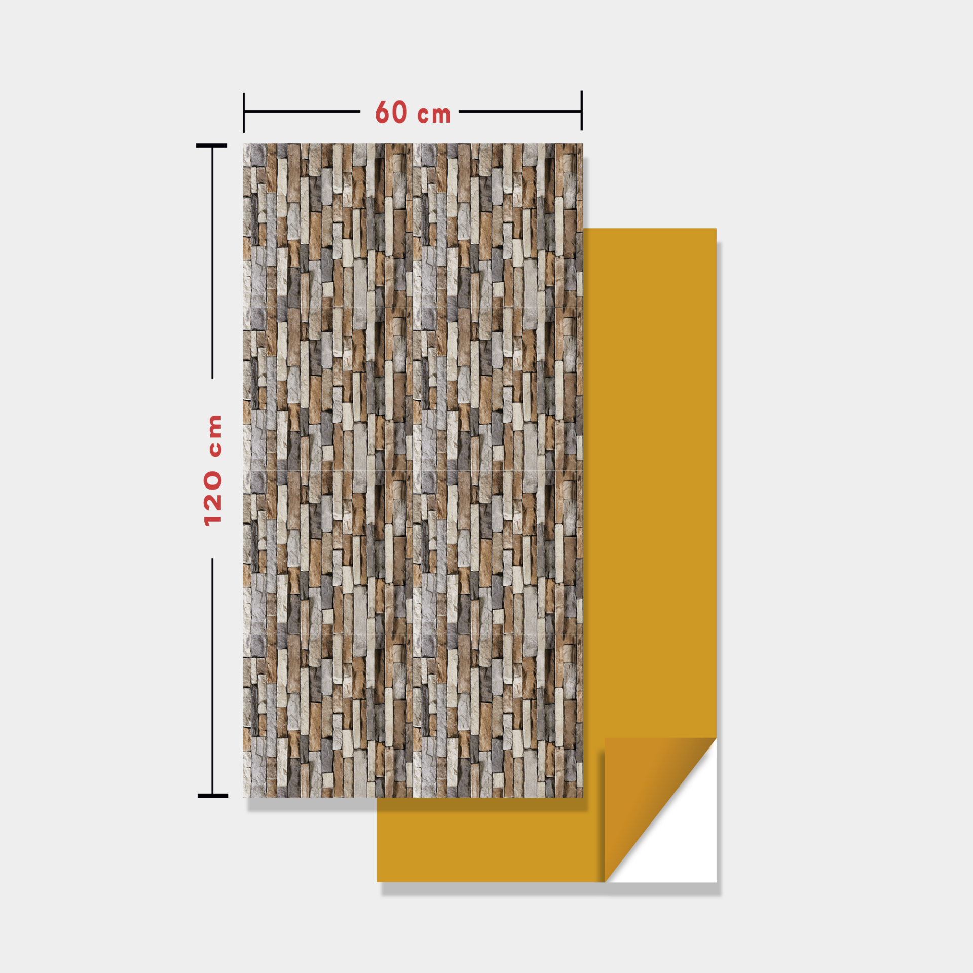 Tink Kendinden Yapışkanlı Fayans Kaplama Pvc Yer Döşemesi Geometrik Taş Desenli 60x120 cm