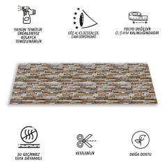 Tink Kendinden Yapışkanlı Fayans Kaplama Pvc Yer Döşemesi Geometrik Taş Desenli 60x120 cm