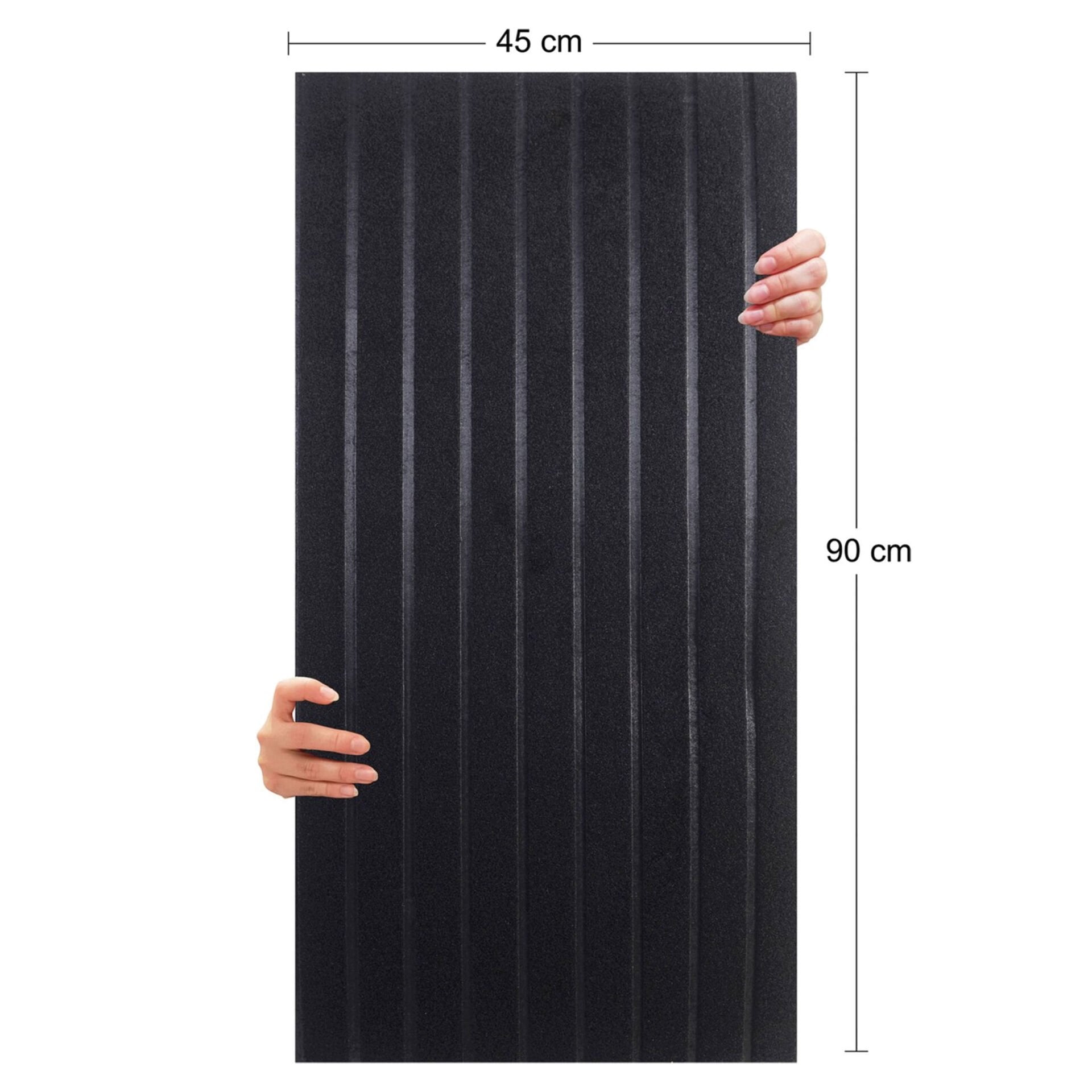Tink Akustik Ve Dekoratif Keçe Panel Lambri Desenli 45x90 Cm / 2 Adet / 0,81 m² SİYAH