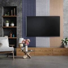 Tink Akustik Ve Dekoratif Keçe Panel Lambri Desenli 45x90 Cm / 2 Adet / 0,81 m² LACİVERT