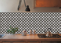 Tink Kendinden Yapışkanlı Fayans Kaplama Pvc Yer Döşemesi Yuvarlak Retro Desenli 60x120