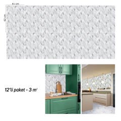 Tink Beyaz Petek Mermer Desenli Panel Pvc 41X62 cm