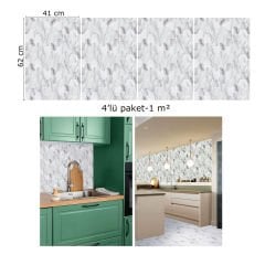 Tink Beyaz Petek Mermer Desenli Panel Pvc 41X62 cm